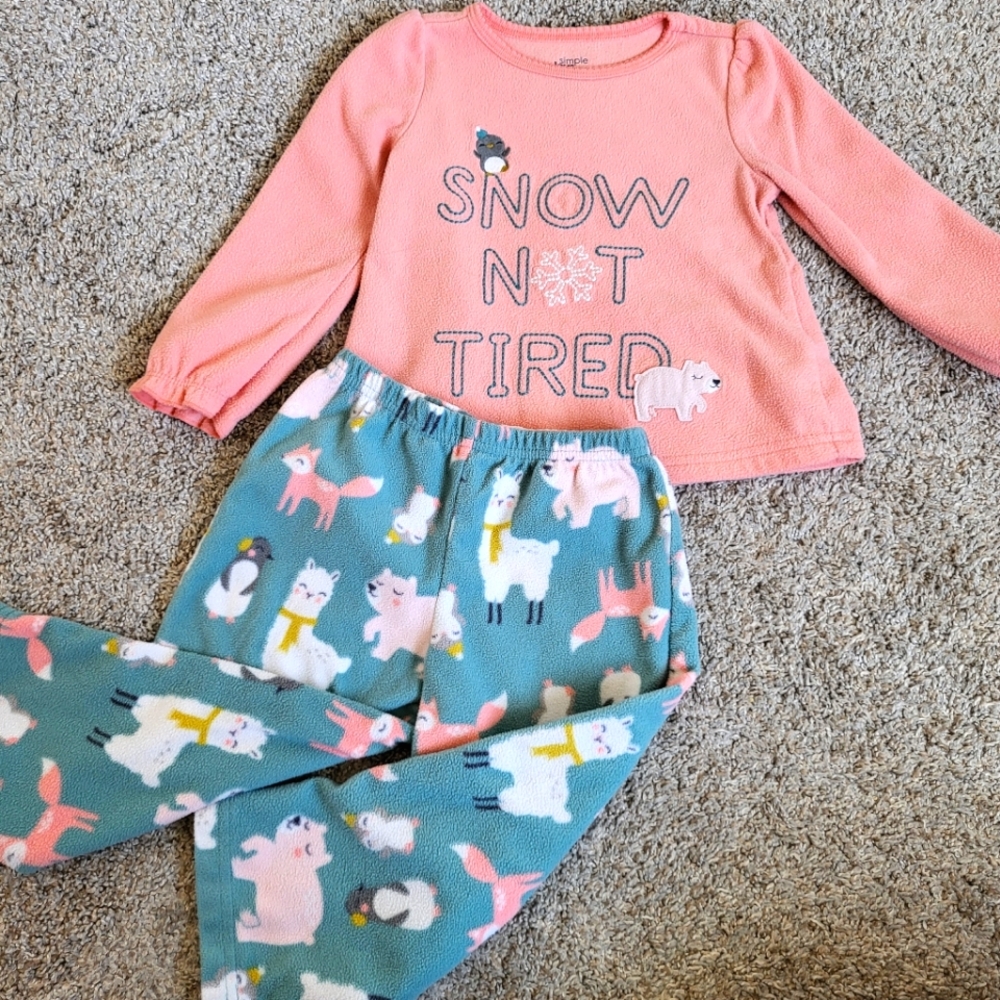2T Pajamas Set Carter's girls Pjs fleece winter animals fox llama cozy